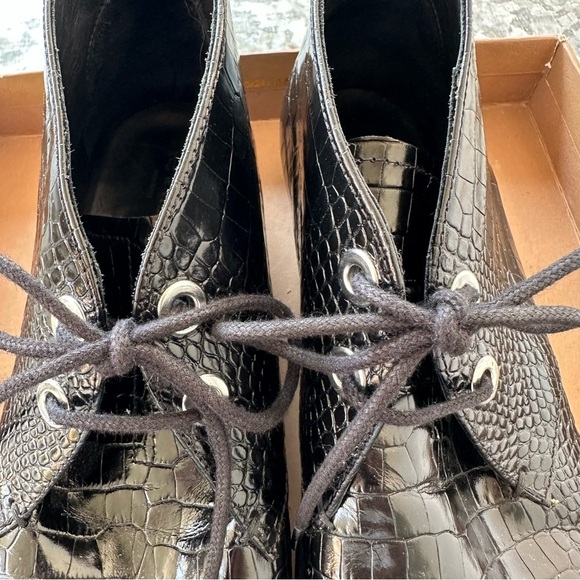 Rag & Bone  Audrey black croco eather desert boot womens 8 - Picture 2 of 15